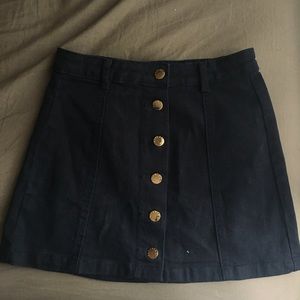 navy blue mini jean skirt